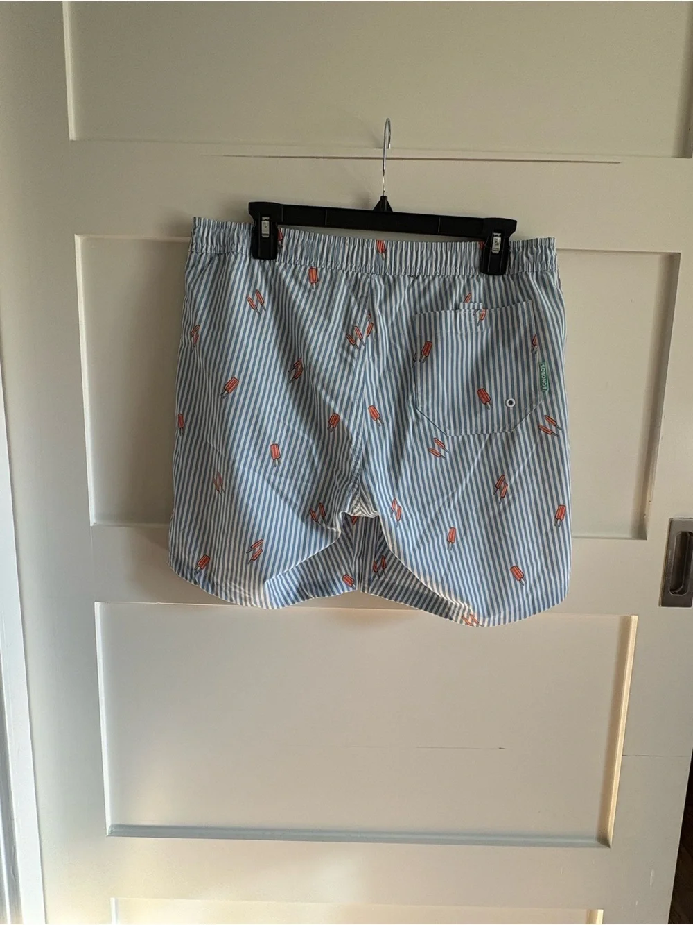 Bonobos Blue and White Striped Swim Shorts with Mint Lining